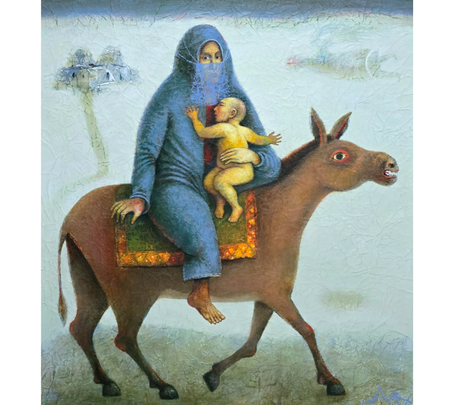 Hicrət. 130x120 kətan akril 2025